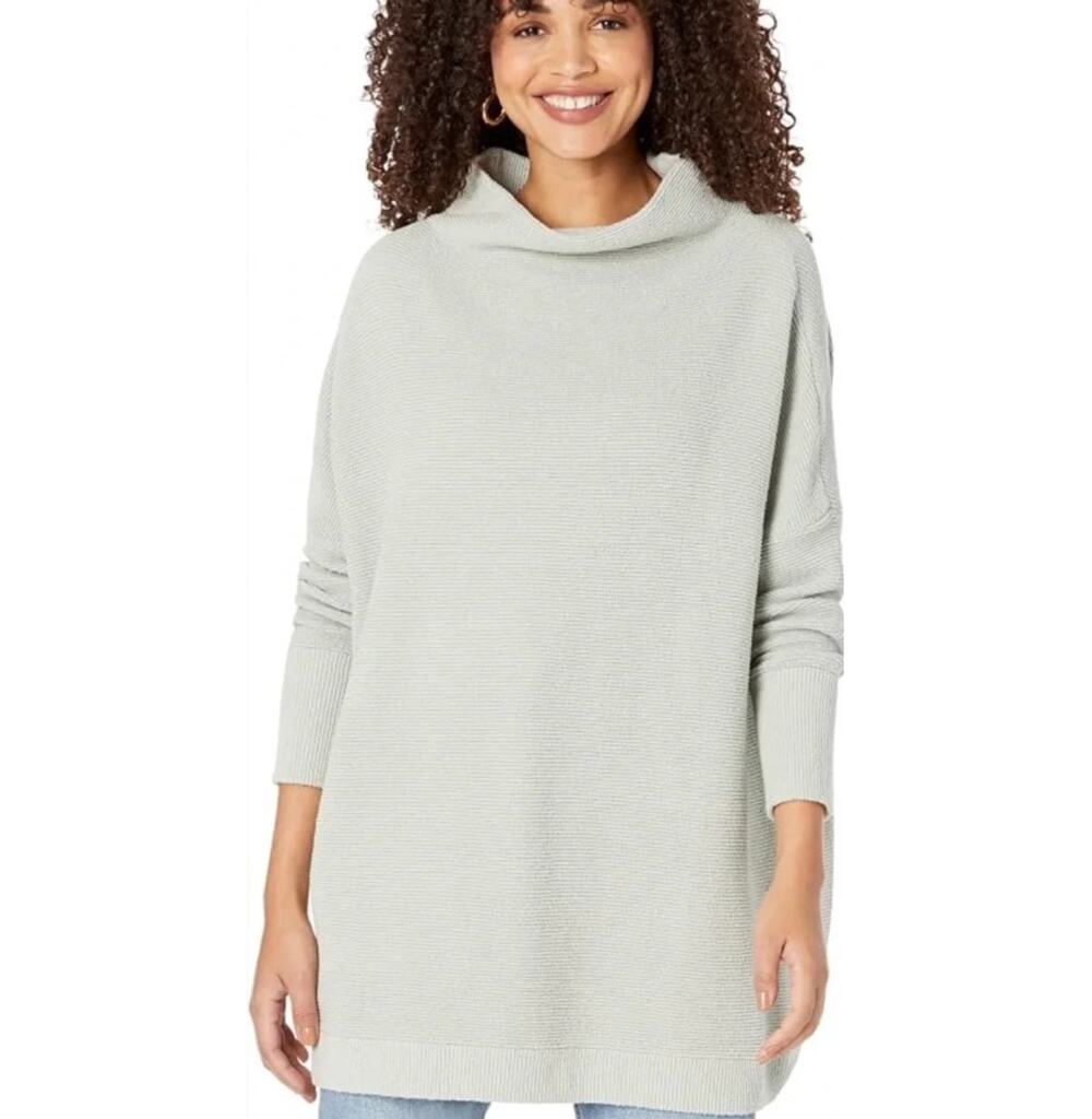 Free People Ottoman Sweater Womens Medium Blue Oversized Dolman Mock Pullover